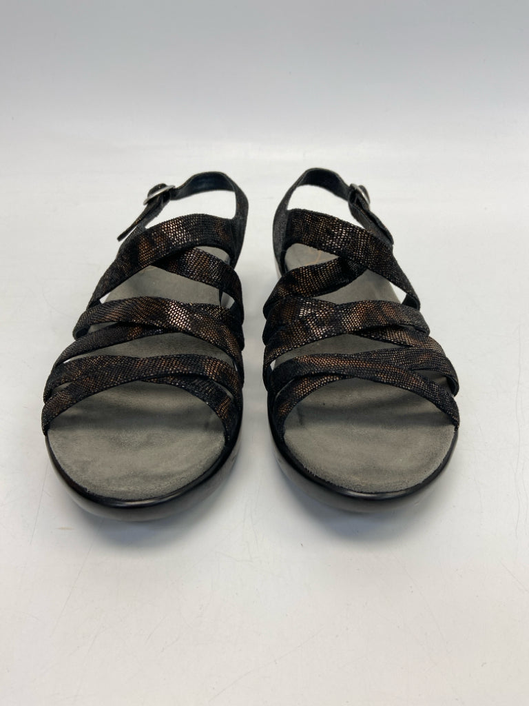 NWOT Dansko  Size 38 Bronze Black Crisscross Sandals
