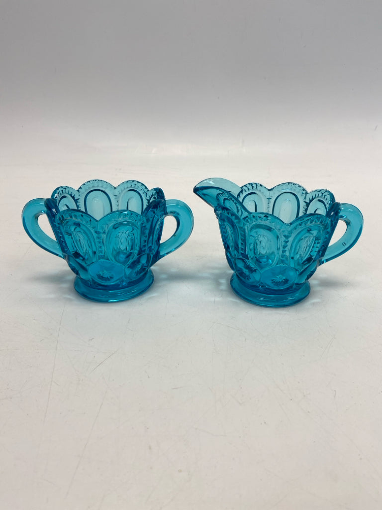 Royal Blue Moon/Stars Glass Sugar/Creamer