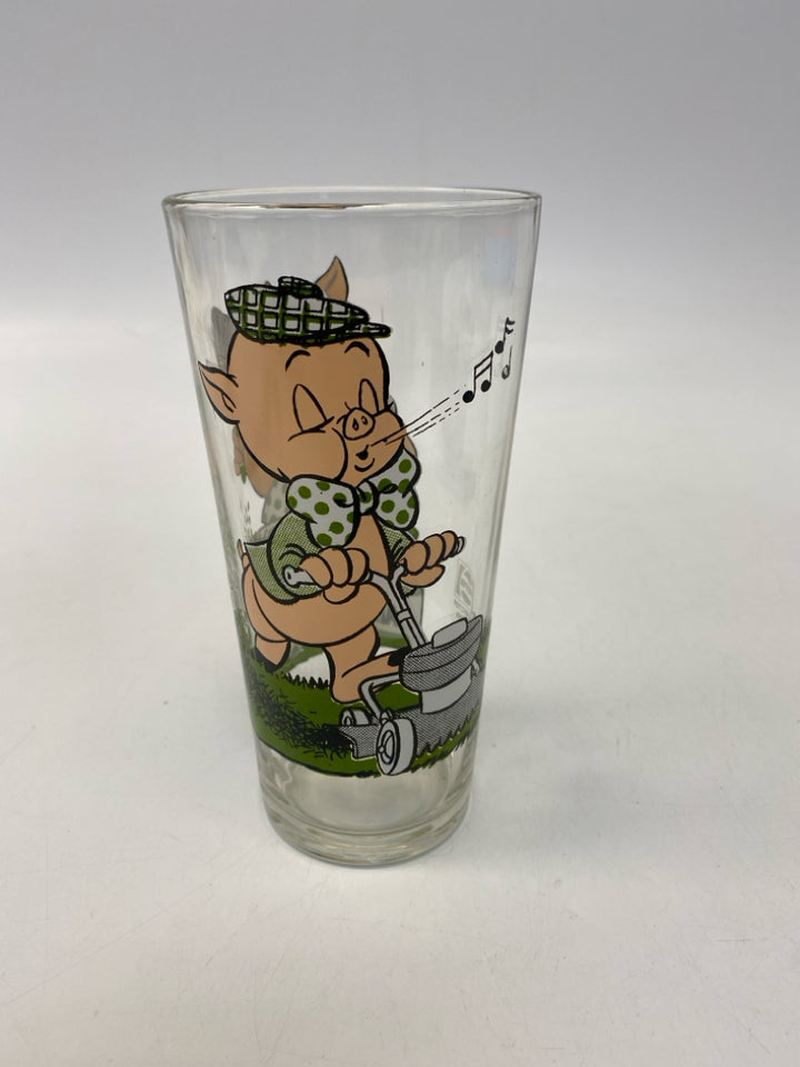 Clear Green/Navy Cartoon Glassware