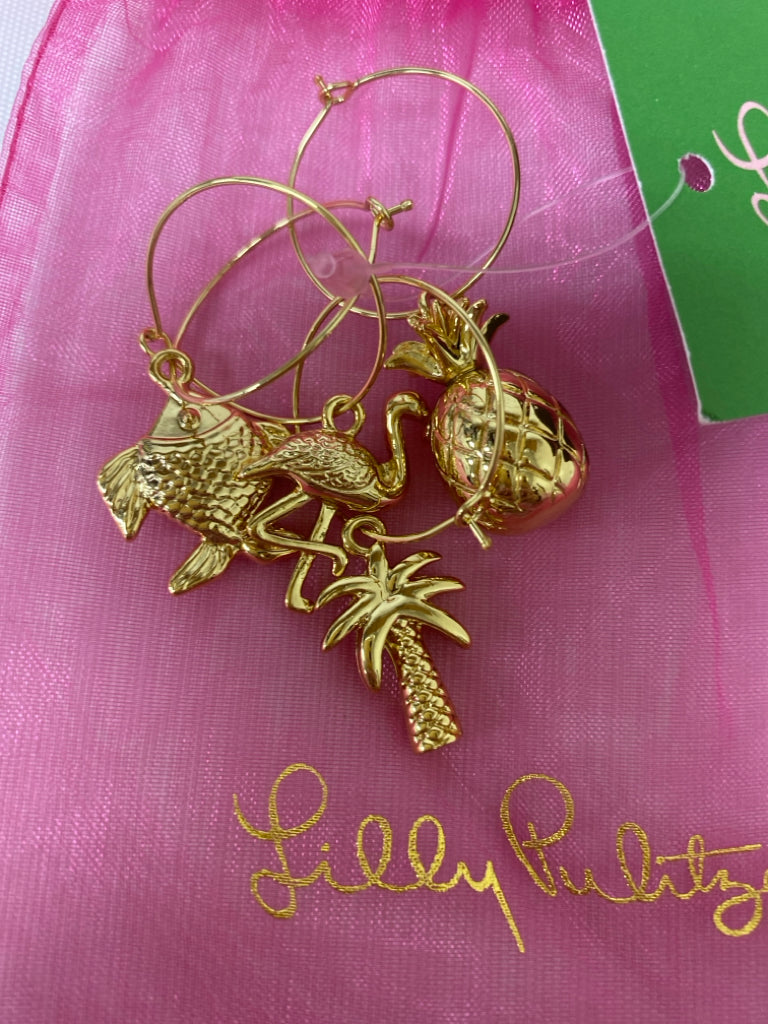 NWT LILLY PULITZER Gold Color Barware