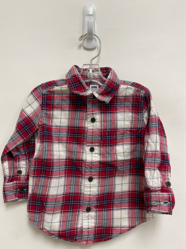 Janie and Jack SIZE 12-18M Red/White Navy/Gray Plaid Long Sleeve Boy&