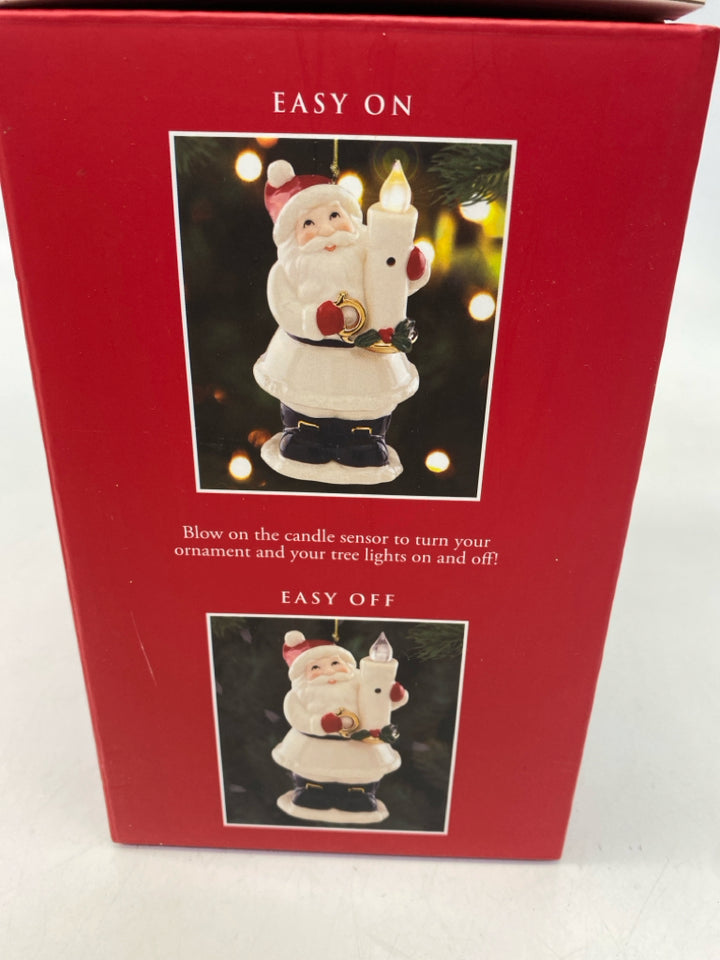 Lenox Cream Red Santa Ornaments
