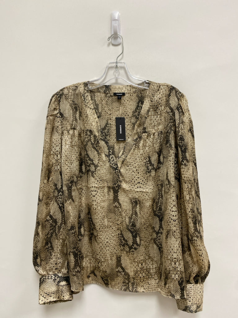 NWT Express Size L Brown Black Snake Print Ladies Top