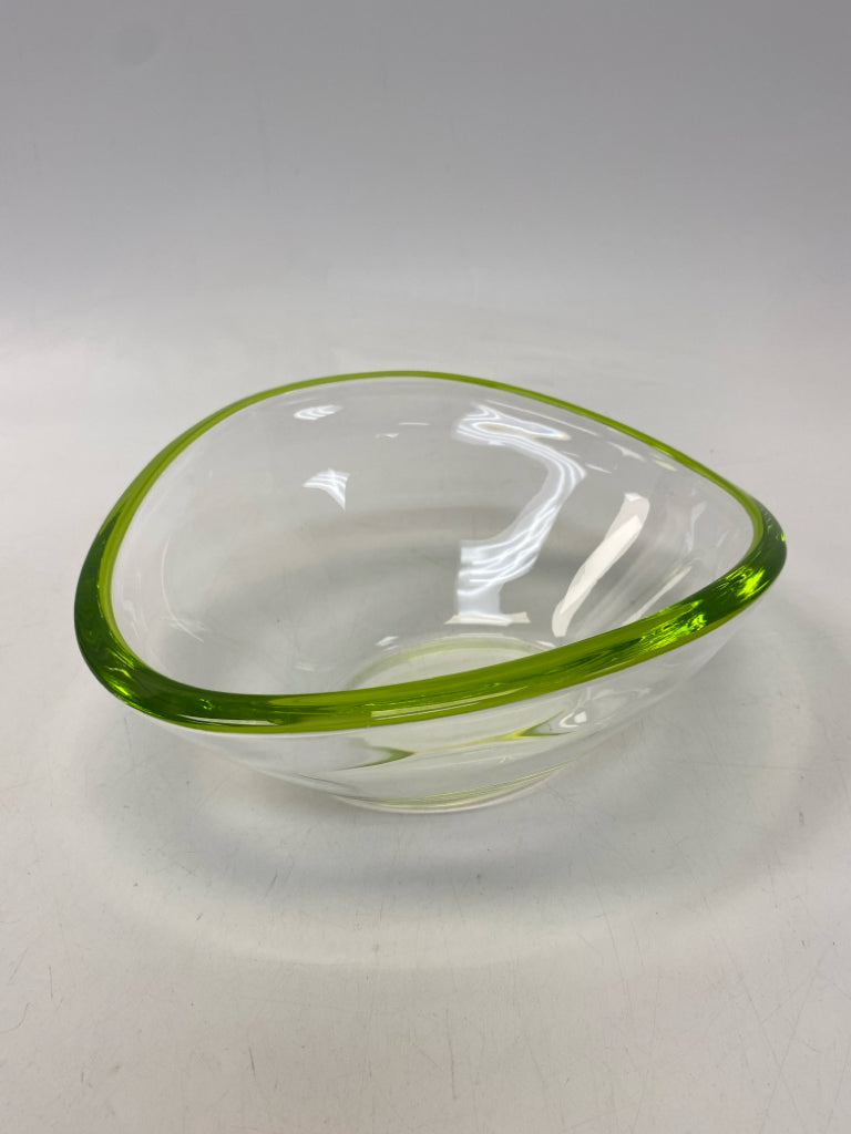 Clear Chartreuse Trimmed Glass Bowl(s)