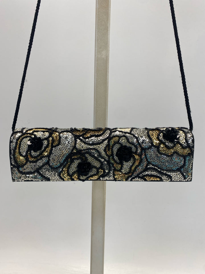 Black Gold Sequined Handbag