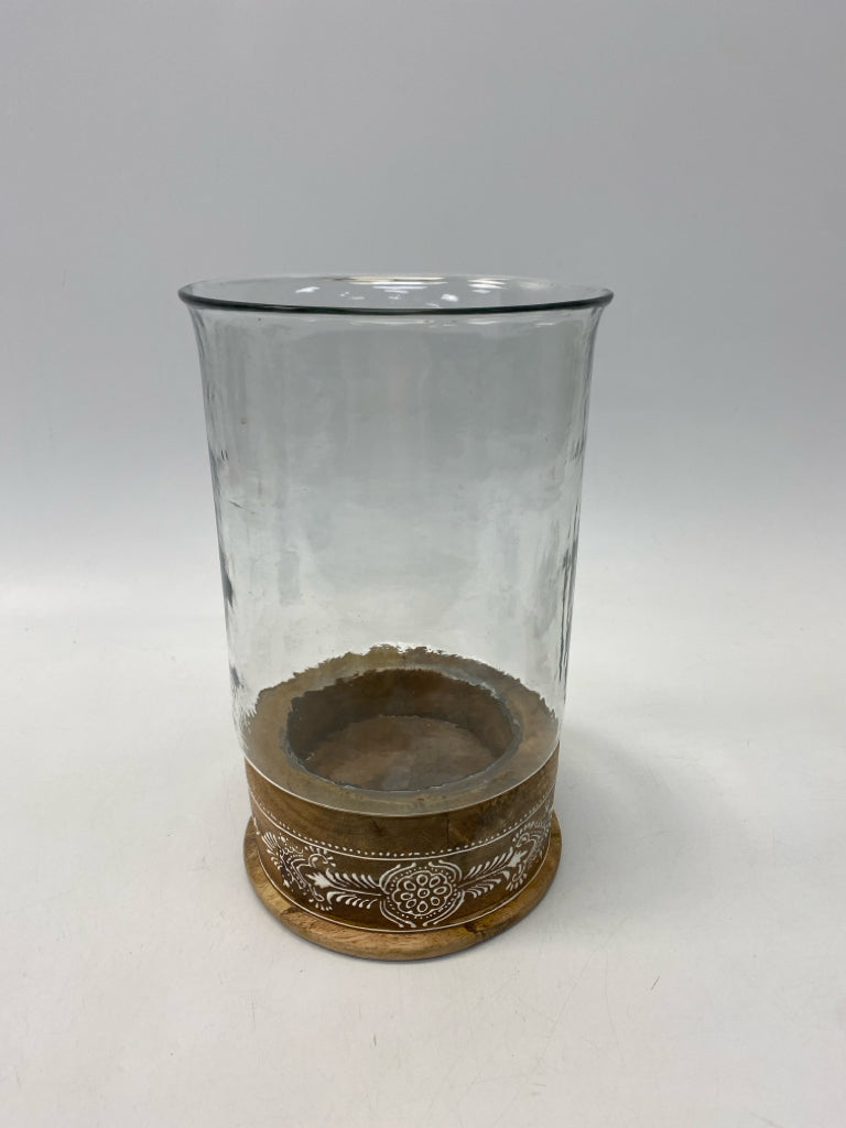 Brown Clear Wood/Glass Candleholder(s)