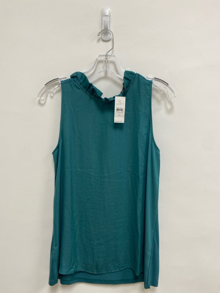 NWT LOFT Size XS Dark Seafoam Ruffles Sleeveless Ladies Top
