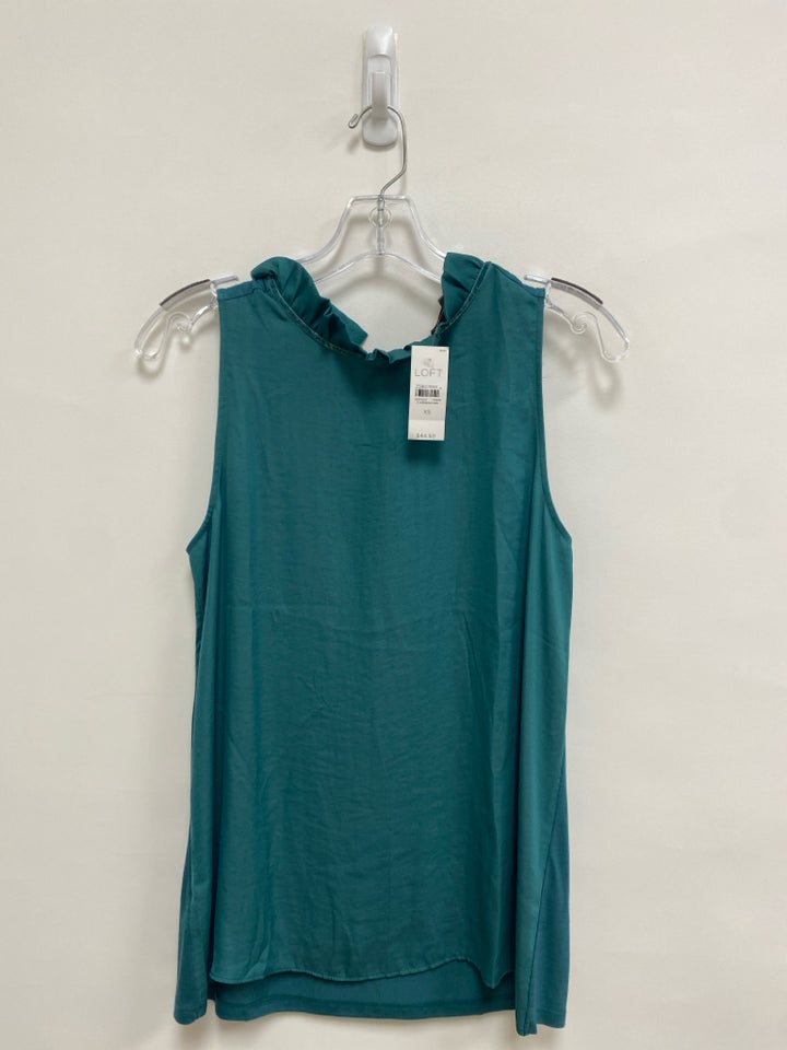 NWT LOFT Size XS Dark Seafoam Ruffles Sleeveless Ladies Top