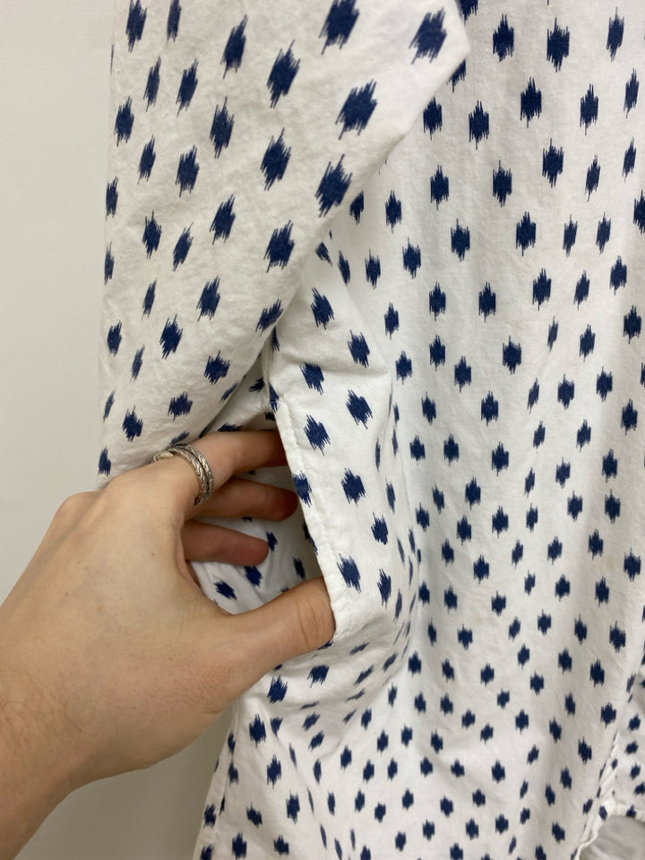 Tulip Size M White Navy Dots Tunic Ladies Top