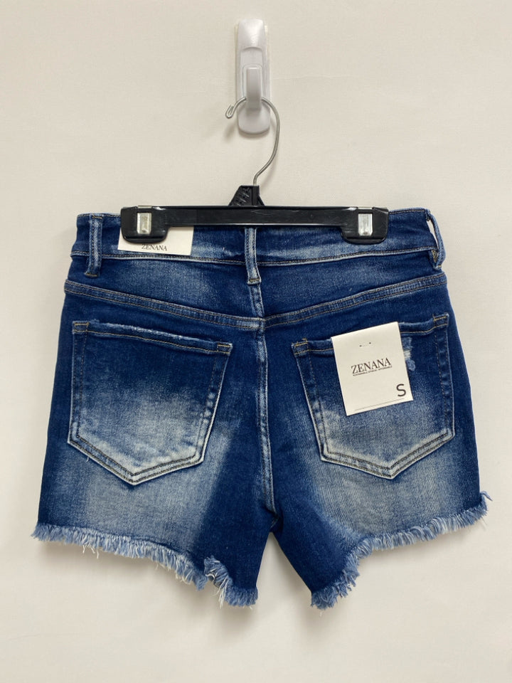 NWT Zenana Size S Blue Denim Fringe Ladies Shorts