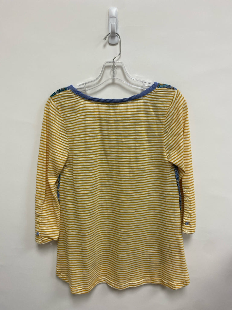 9-H15 STCL Size S Cream/Gold Blue/Aqua Stripes Ladies Top