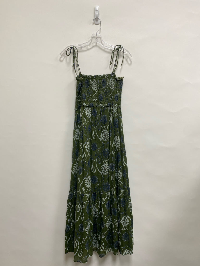 Zara Size XS Green Navy/White Flowers Sleeveless Ladies Dress
