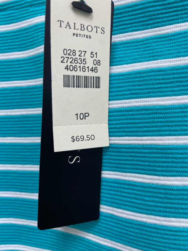 NWT Talbots Size 10P Aqua White Striped Petite Skirt