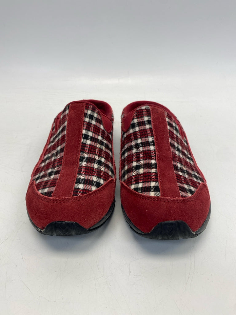 Easy Spirit US Shoe Size 8.5 Dark Red Black/Cream Plaid Flats