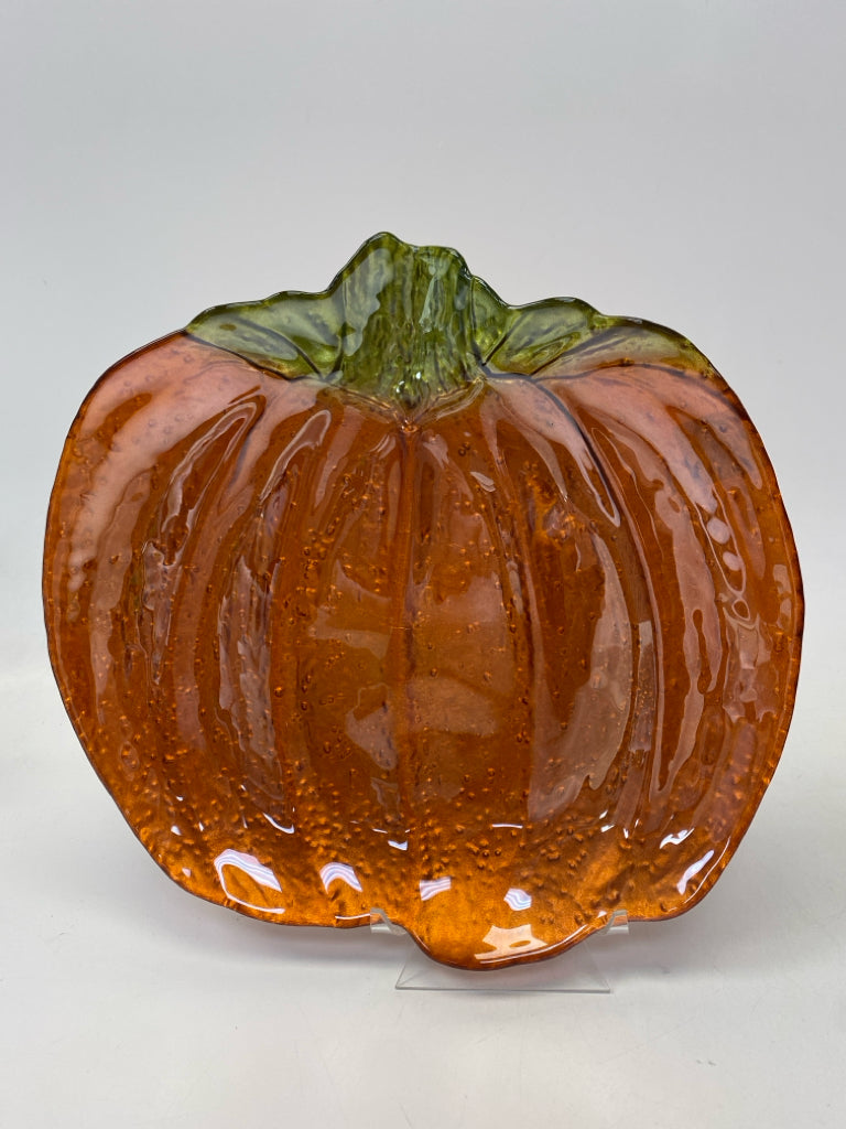 Orange Green Pumpkin Glass Fall