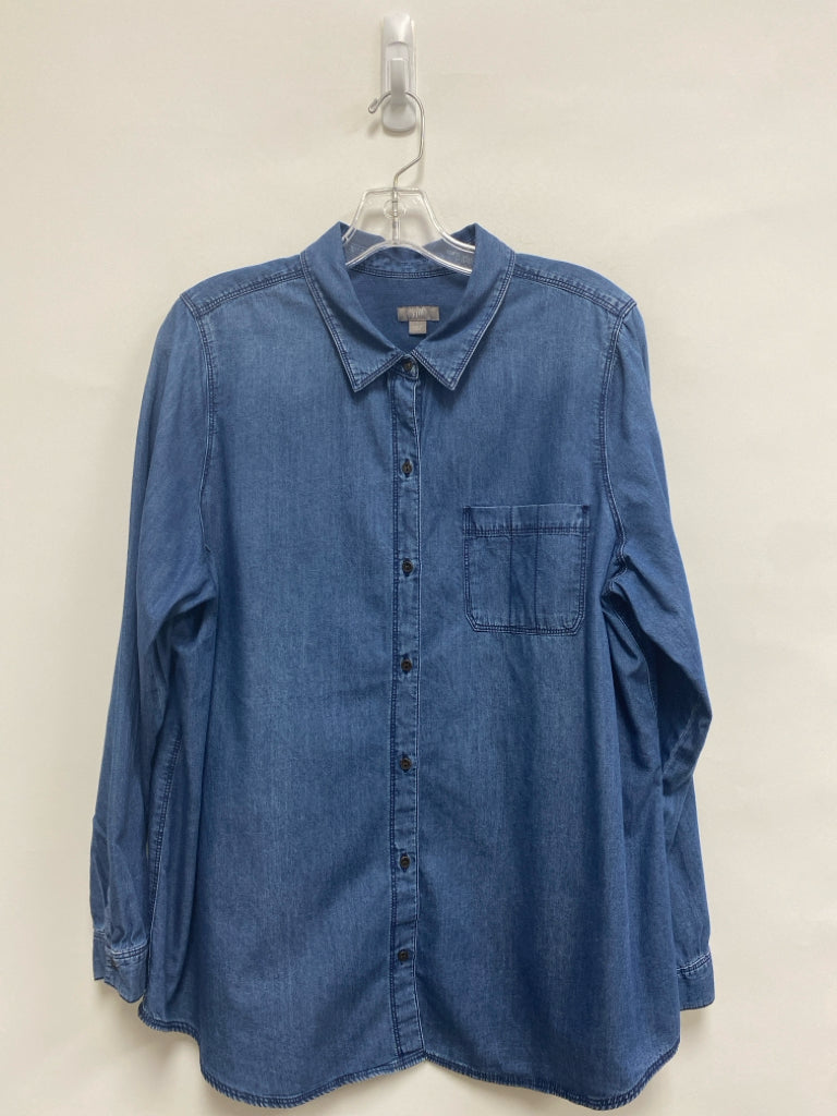 J Jill Size L Denim Button Up Ladies Top