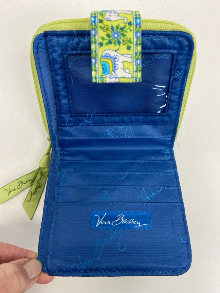 Vera Bradley Lime Green Blue/Wht Floral Wallet