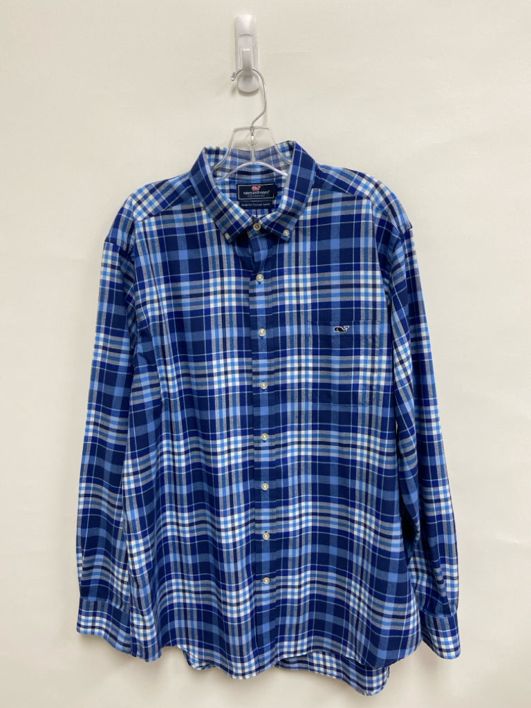 Vineyard Vines Size XL Blue White Plaid Men&