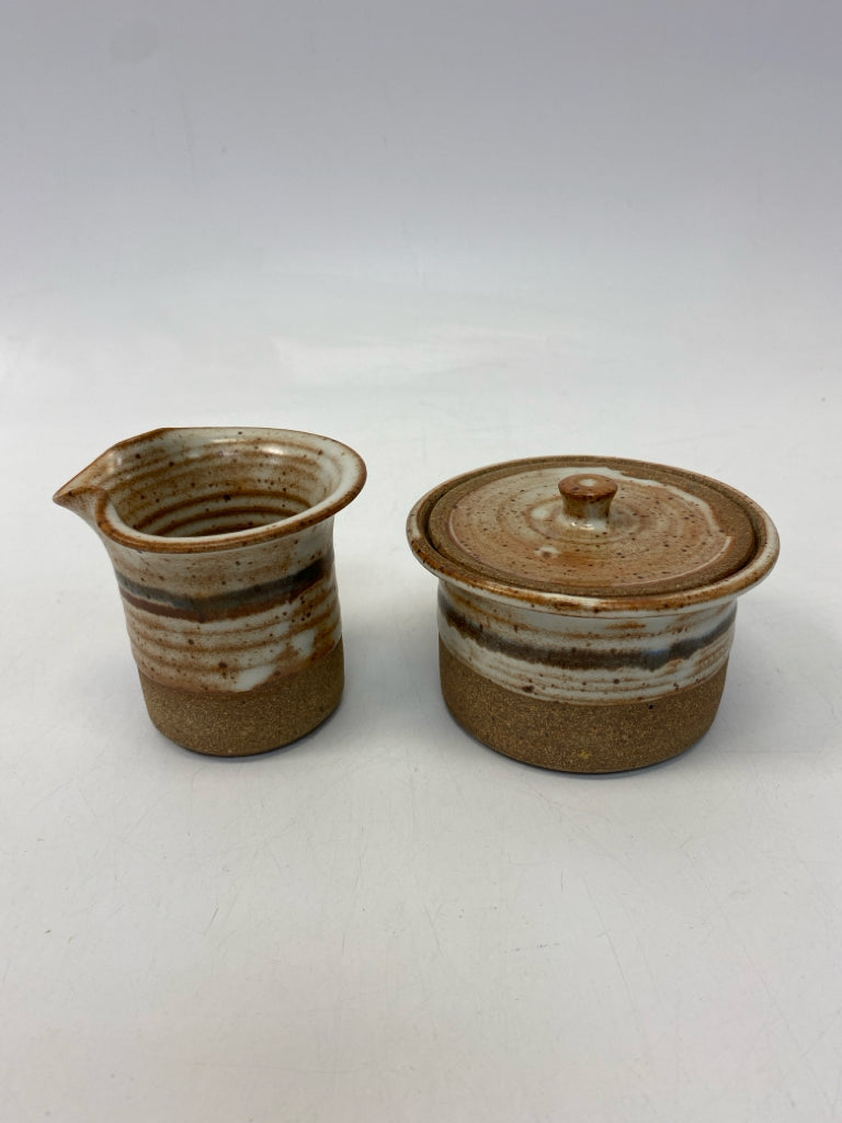Tan Gray/White Striped Pottery