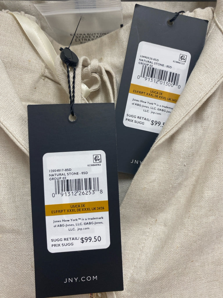 NWT Jones New York  SIZE  3X Beige Button Up Plus Size 2pc