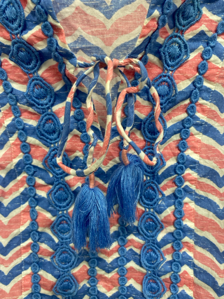 Vineyard Vines Size S White Pink/Blue Zig Zag Ladies Dress