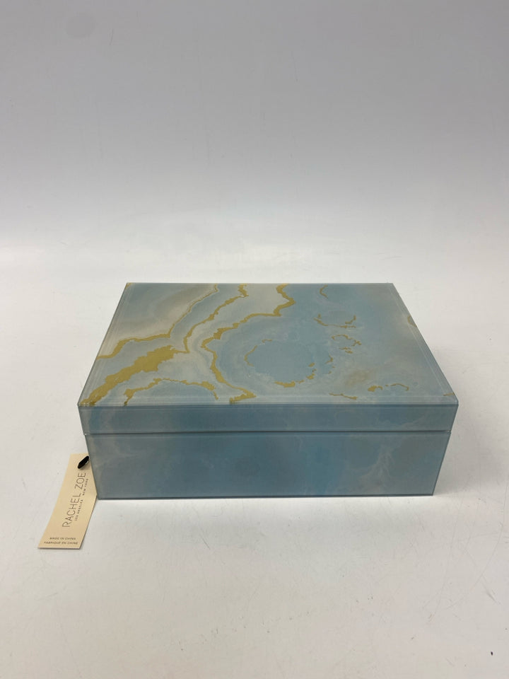 NWT RACHEL ZOE Blue Gold Glass Box