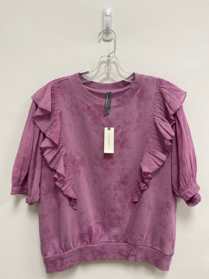 NWT Anthropologie Size S Purple Ruffles 3/4 Sleeve Ladies Top