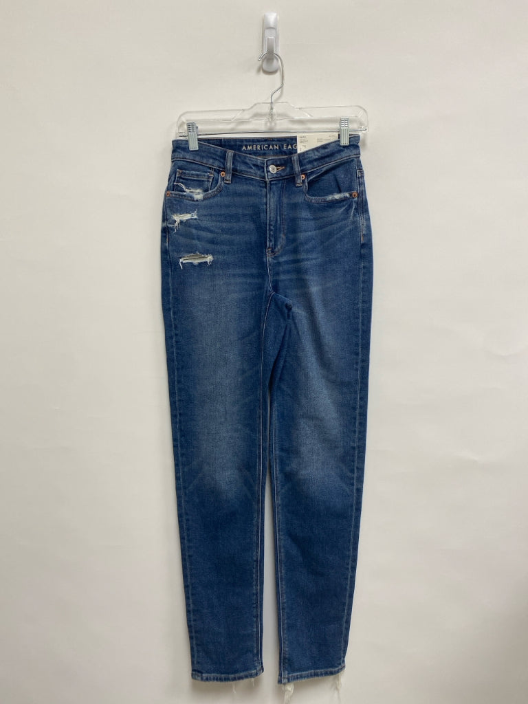 NWT American Eagle Size 2 Blue Denim Distressed Ladies Jeans