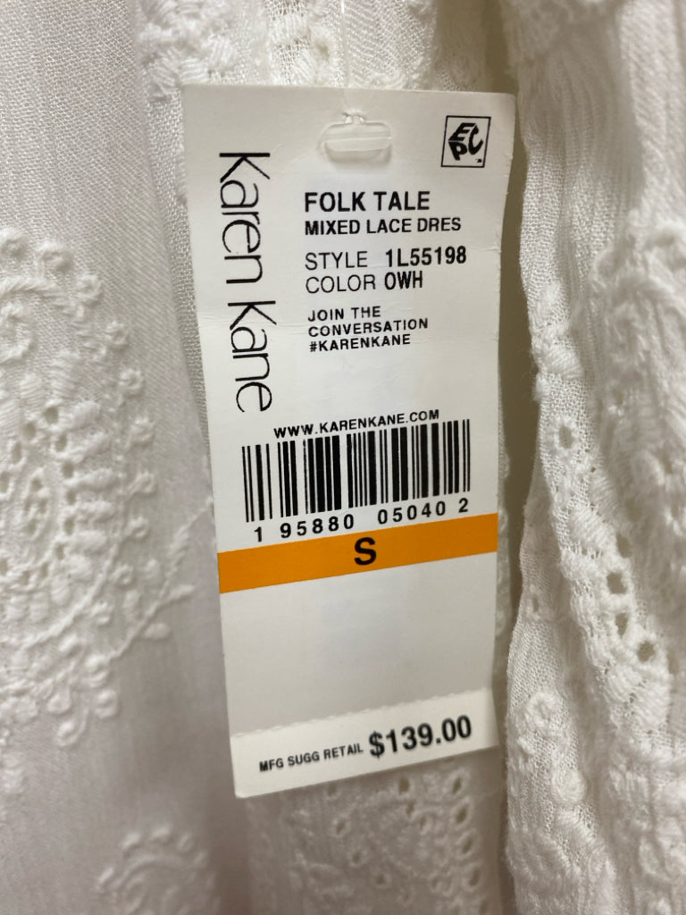 NWT Karen Kane Size S White Paisley Embroidered Ladies Dress