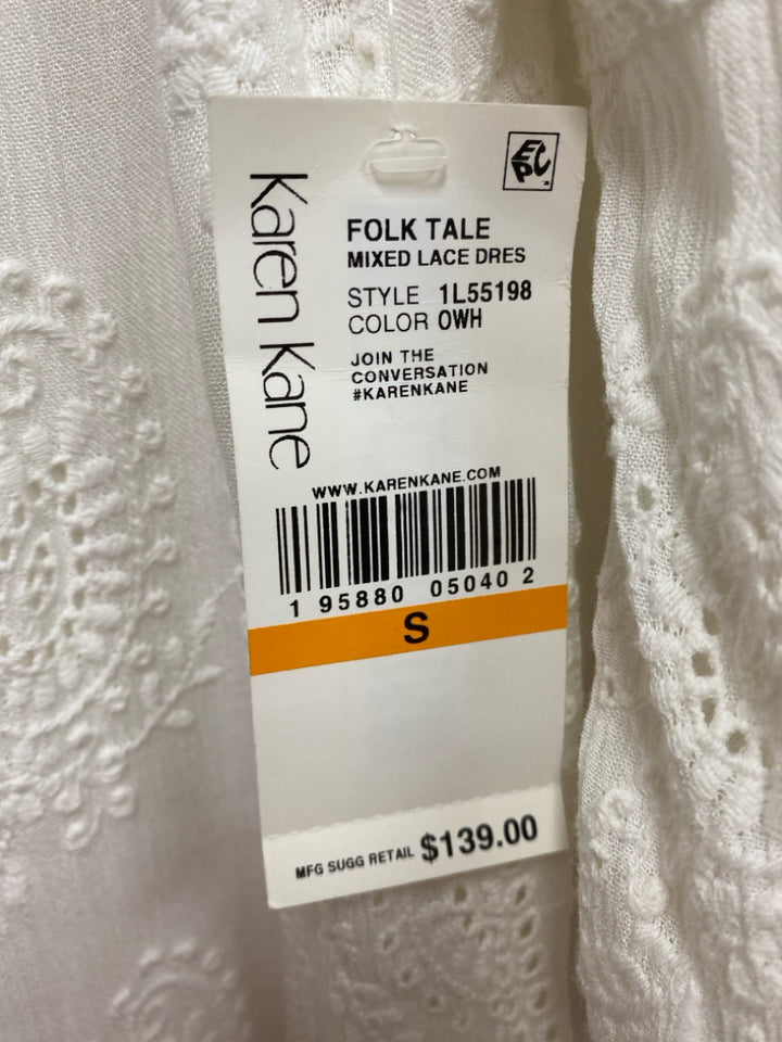 NWT Karen Kane Size S White Paisley Embroidered Ladies Dress