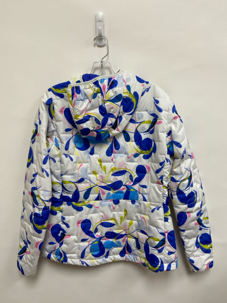 Helly Hansen Size M White Blue/Yellow Print Hooded Ladies Jacket