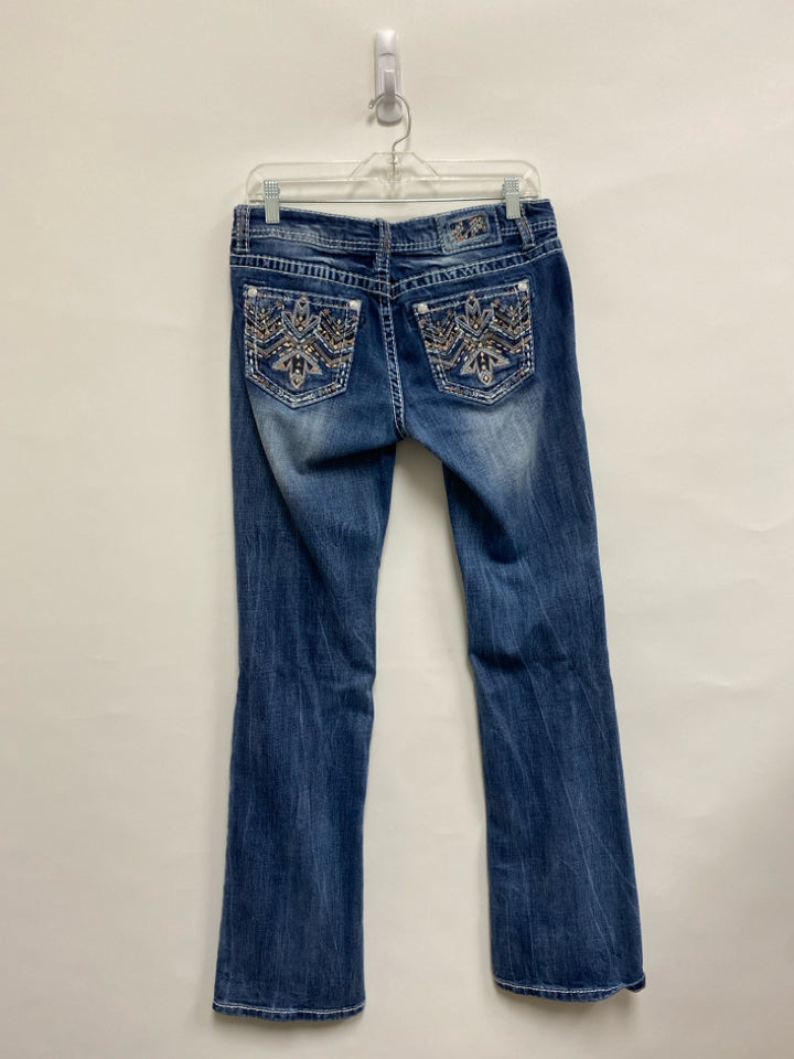 Size 28 Faded Blue Ornate Ladies Jeans