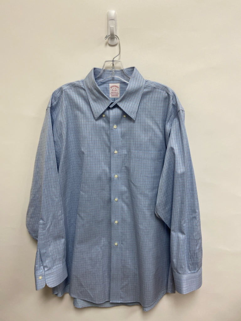 Brooks Brothers Size XL Blue Navy Windowpane Button Up Men&