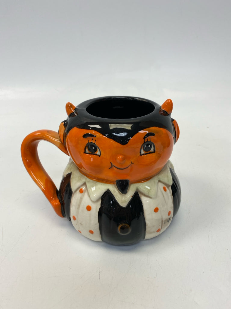 Black/Cream Orange Pumpkin Ceramic Halloween