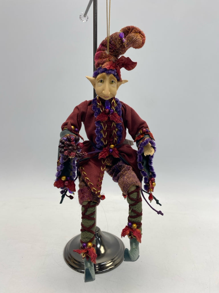 Burgundy Green/Multi Elf Ornaments