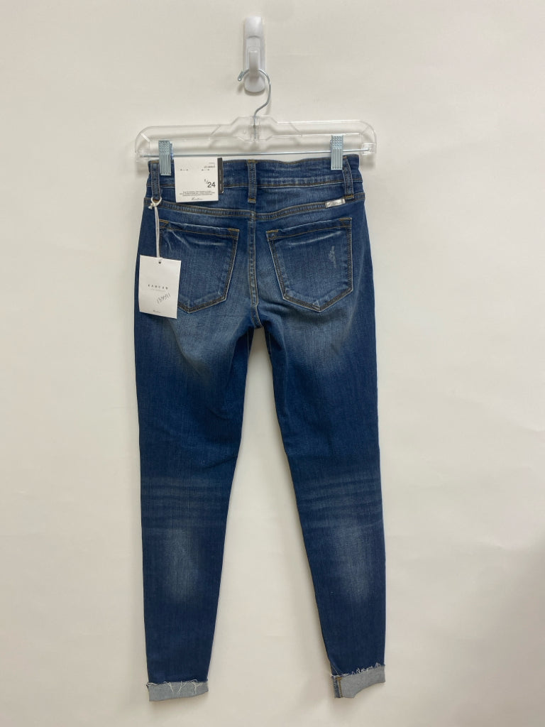 NWT Kancan Size 1 Faded Denim Distressed Ladies Jeans