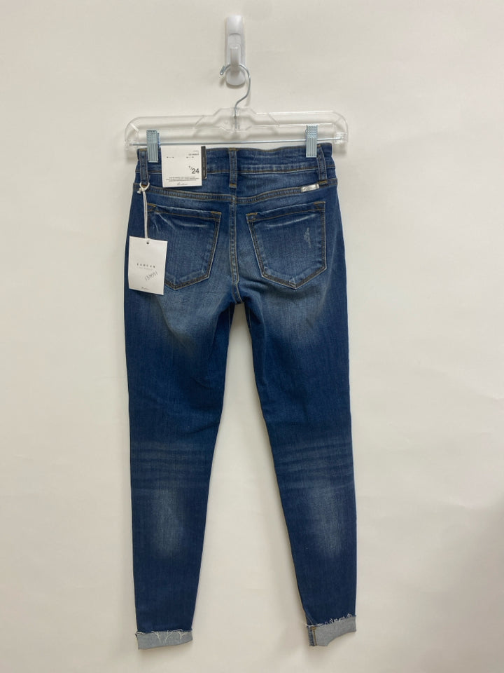 NWT Kancan Size 1 Faded Denim Distressed Ladies Jeans