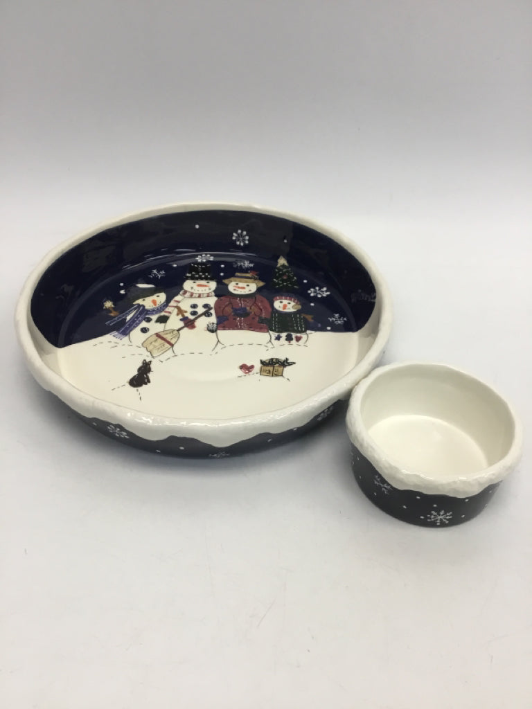 Navy/White Multi Color Snowman Chip n Dip