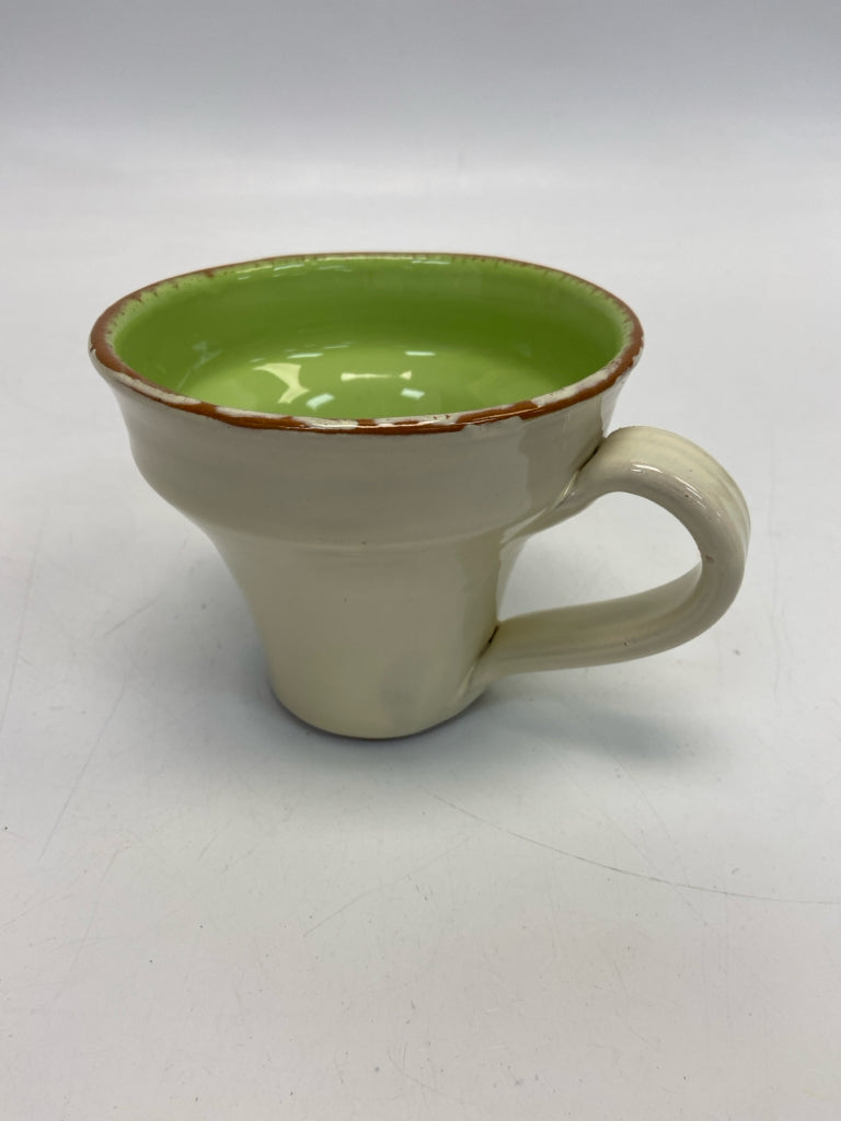 Vietri Cream Lime Green Coffee Mug