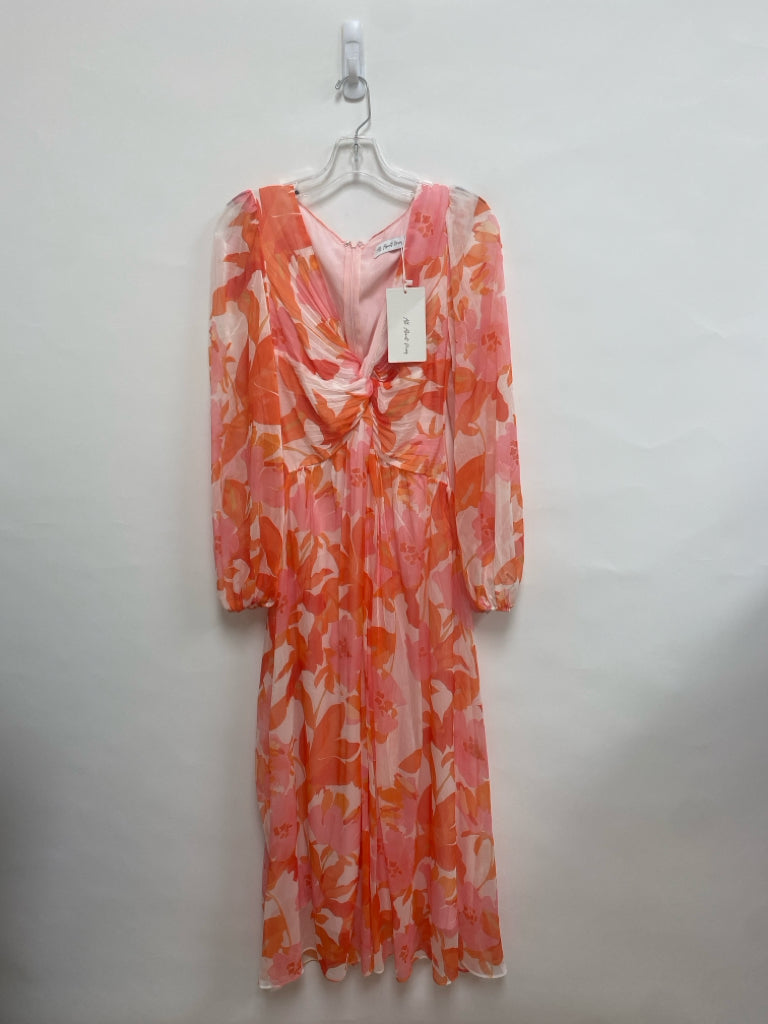 NWT Size 4 Orange Pink/White Floral Maxi Ladies Dress