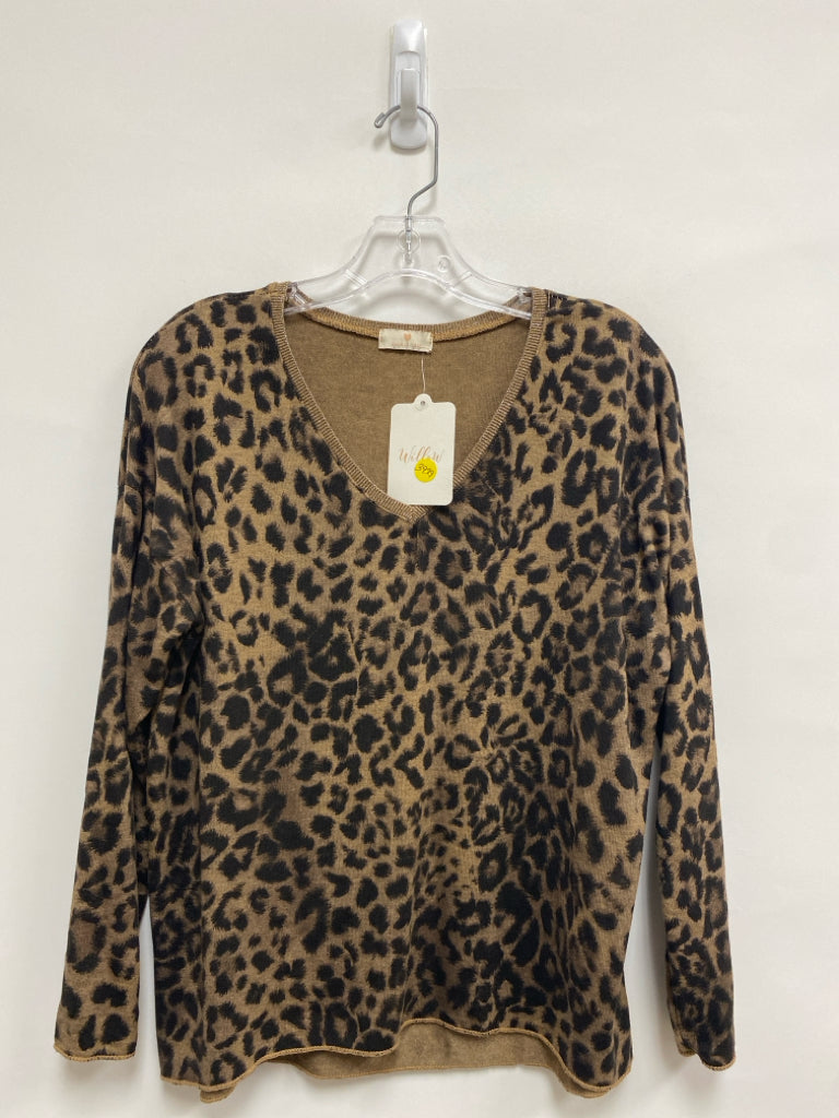 NWT Willow Size M Brown Black Animal Print Wool Blend Ladies Sweater