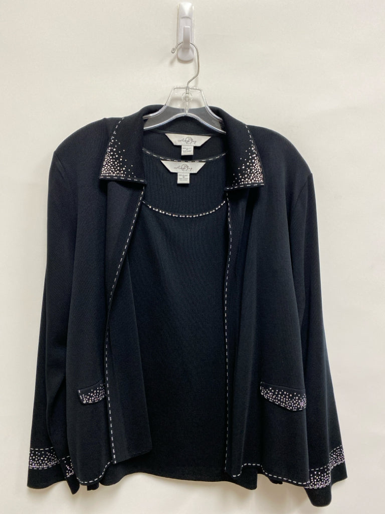 Ming Wang Size XL Black Rhinestone Ladies Sweater