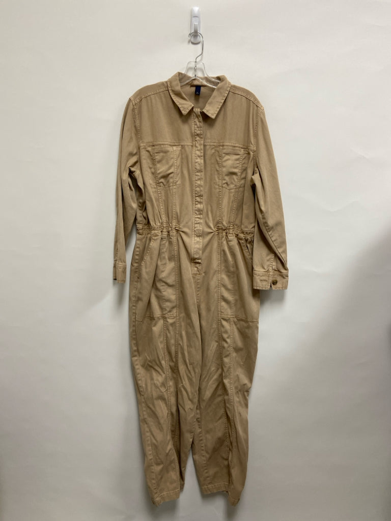 Universal Thread Size 16 Dark Khaki Long Sleeve Denim Plus Size Jumpsuit