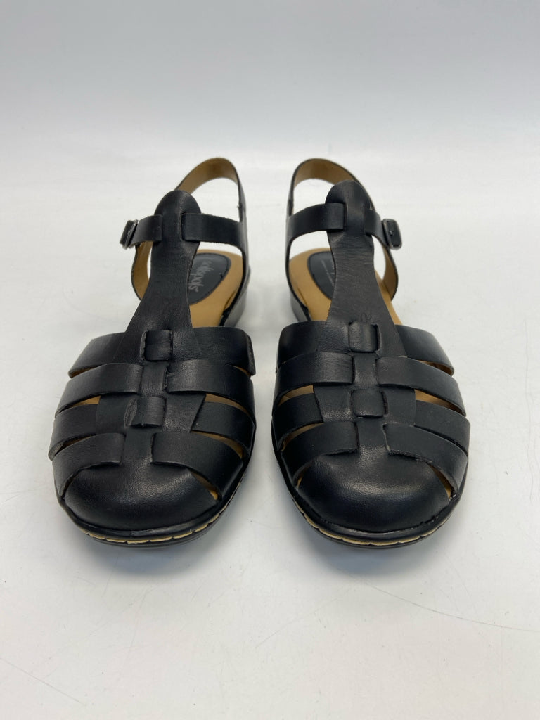 NWOT Softspots  Size 8.5 Black Woven Leather Sandals