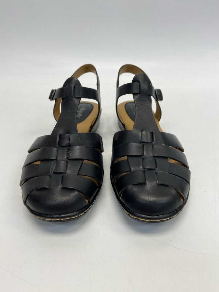 NWOT Softspots  Size 8.5 Black Woven Leather Sandals