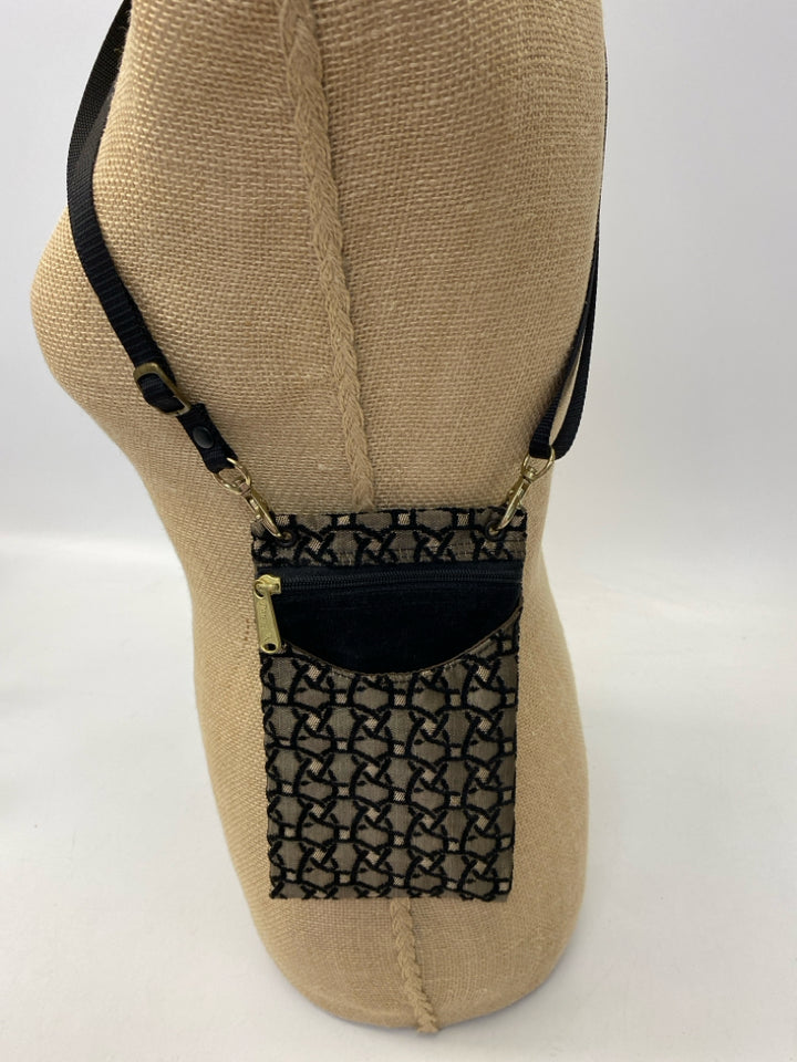 Brown Black Fabric Crossbody