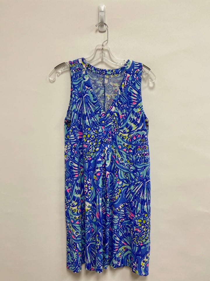LILLY PULITZER Size XS Blue Aqua/Pink Sleeveless Ladies Dress