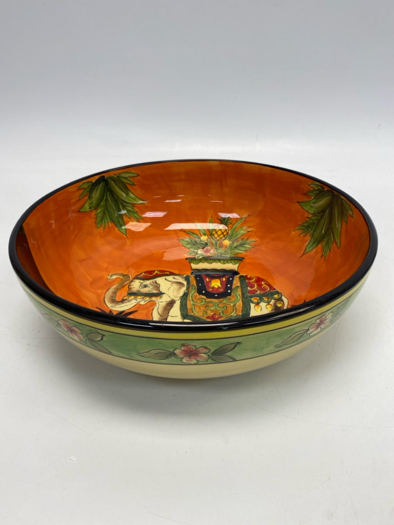 Orange/Black Yellow/Multi Elephant(s) Ceramic Bowl(s)