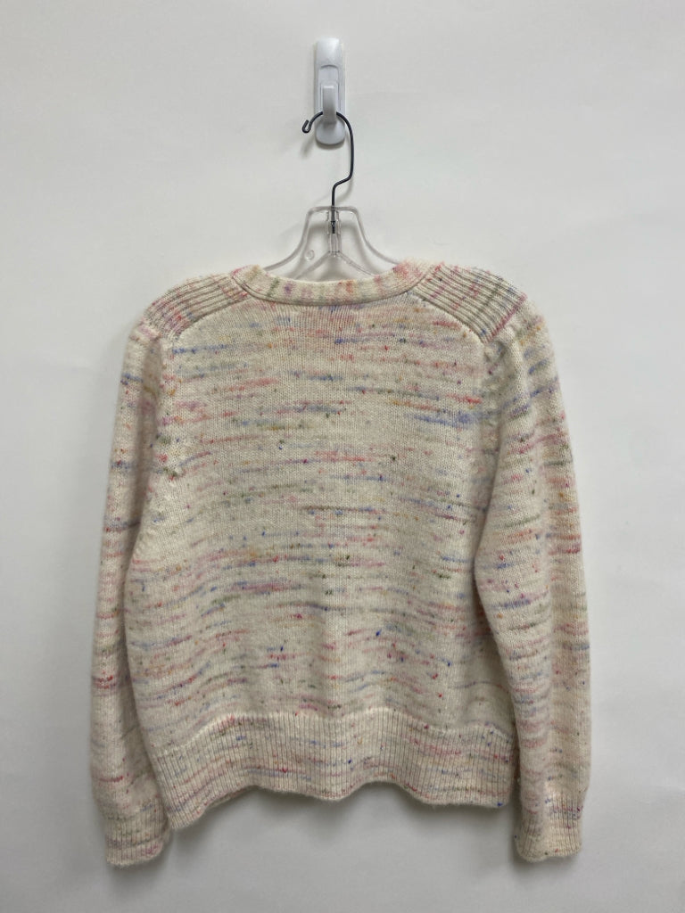 Size 2 Cream Multi Color Speckles Cardigan Alpaca/Wool Blend Ladies Sweater