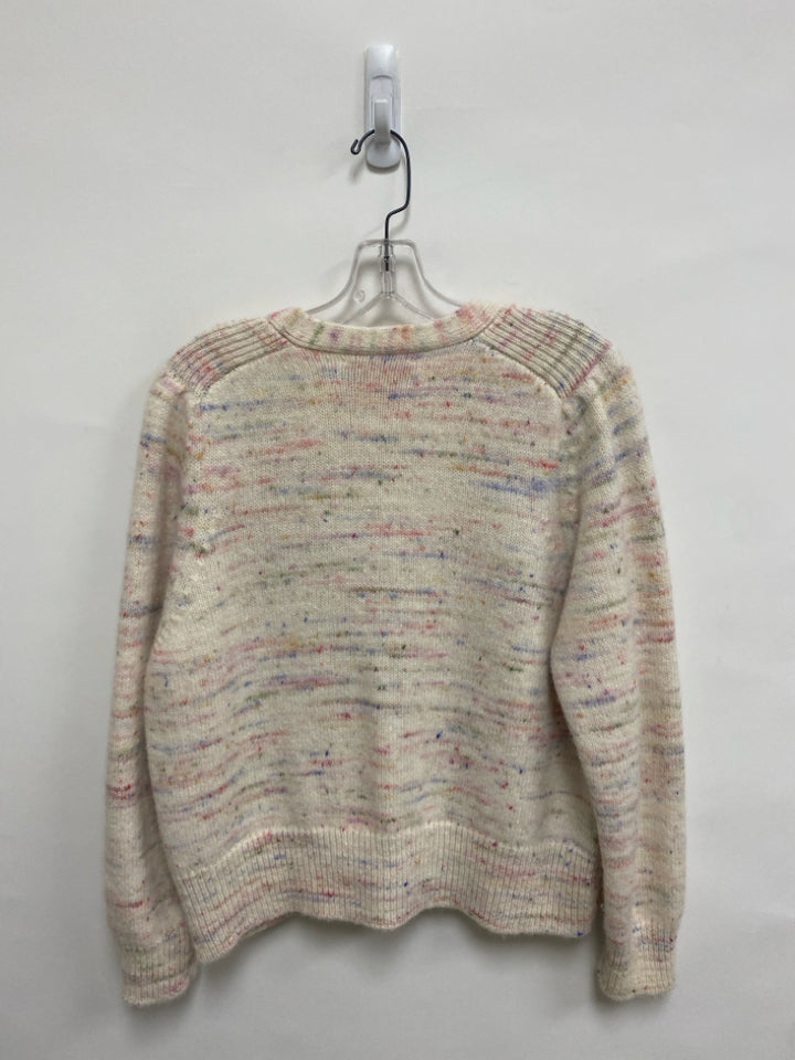 Size 2 Cream Multi Color Speckles Cardigan Alpaca/Wool Blend Ladies Sweater